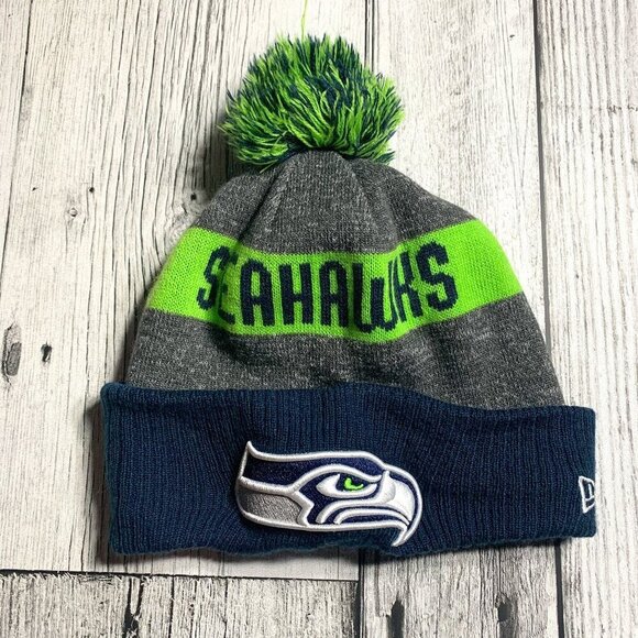 Seattle Seahawks Beanie with Pom Pom Hat - Picture 1 of 6